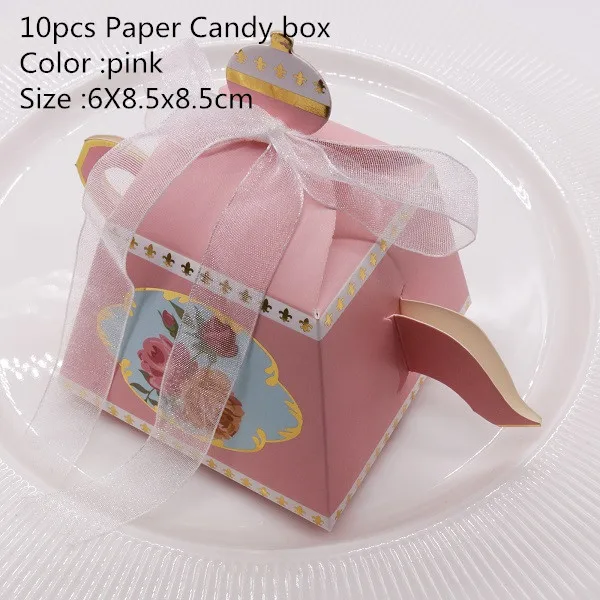 Pink Teapot Романтическая коробка для жениха, невесты, шоколада, украшения для свадебной вечеринки, пустотелая бумажная коробка для конфет с бабочкой, подарочные коробки с кисточками и цветами - Цвет: Pink Teapot