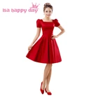 Платье подружки невесты fuschia, синее, для подростков, подружек невесты, для подружек невесты, до колена, официальное, с коротким рукавом, B656