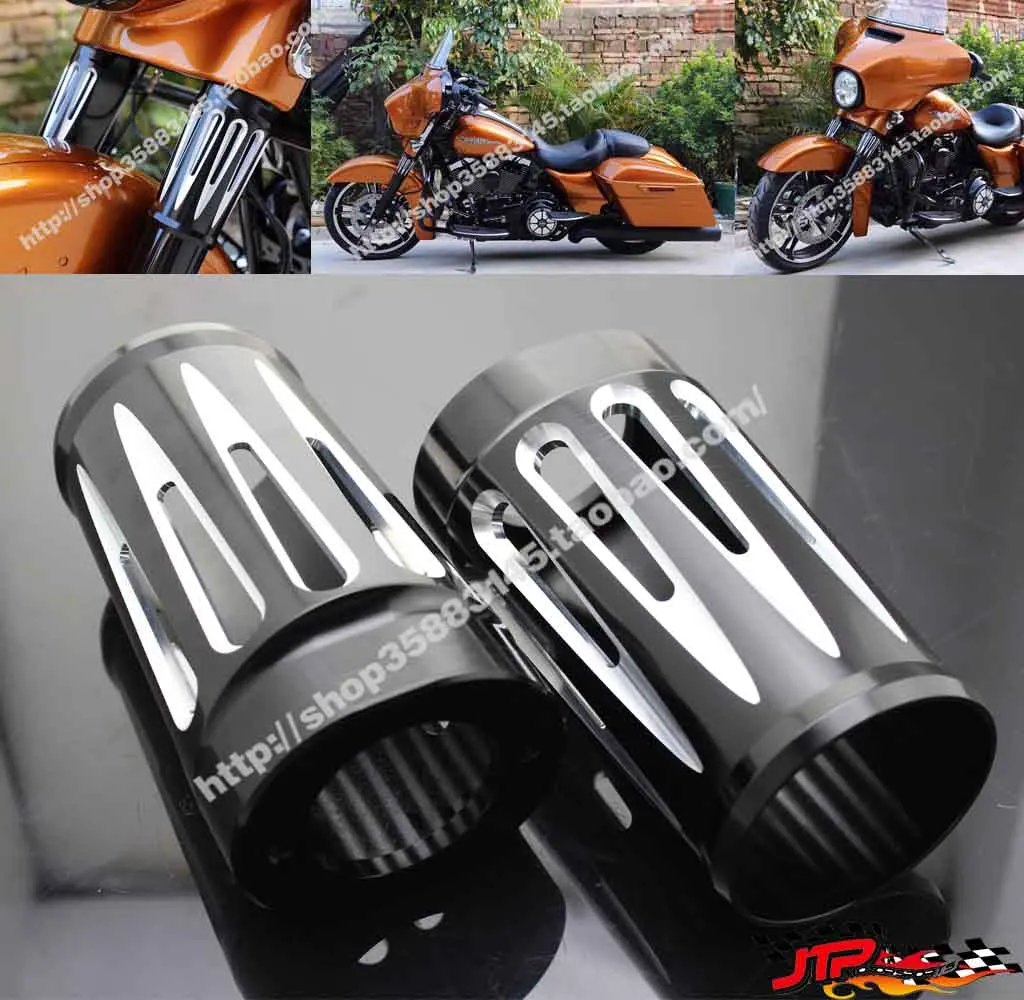 Upper Fork Slider Cover Motorcycle Shock Absorbers Black Chrome Fit For Harley Touring 1980-2016 Road King Street Glide