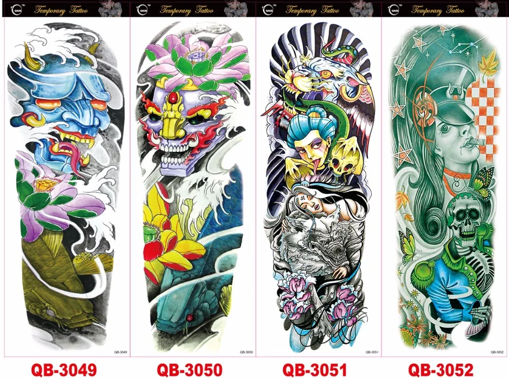 Водостойкая тату наклейка на всю руку китайский Цвет карп кои переводная