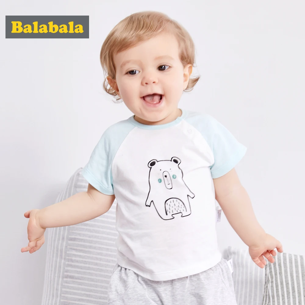 Balabala Baby boys Tops Children T shirts 100% cotton short Sleeve 2018 summer Kids Tee shirt Spring striped Brand t-shirt |