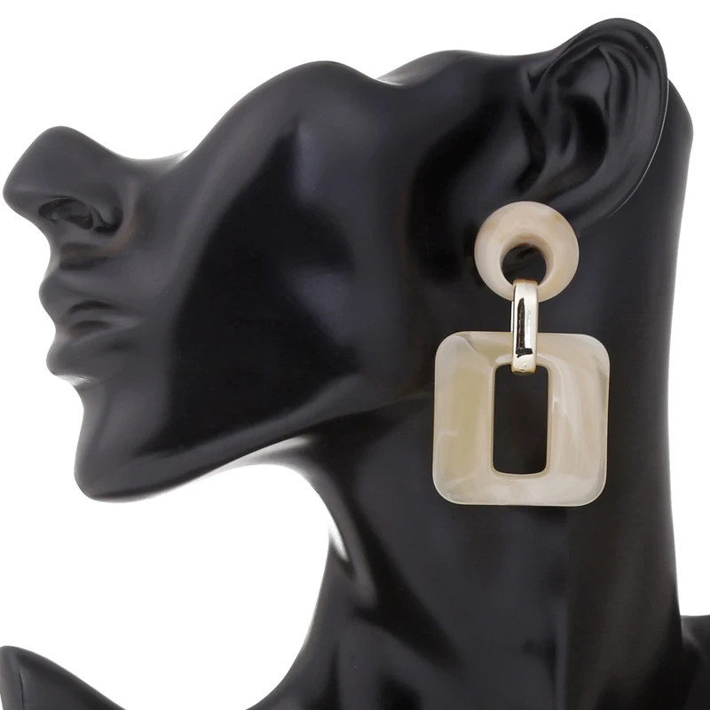 YAOLOGE богемные акриловые Разноцветные квадратные Капли серьги для женщин модные ювелирные изделия женские Бохо смолы свисающие серьги с бриллиантами
