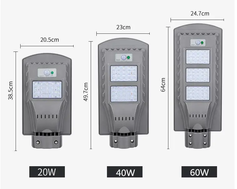 Светодиодный уличный фонарь на солнечной батарее радар 20 Вт 40 60
