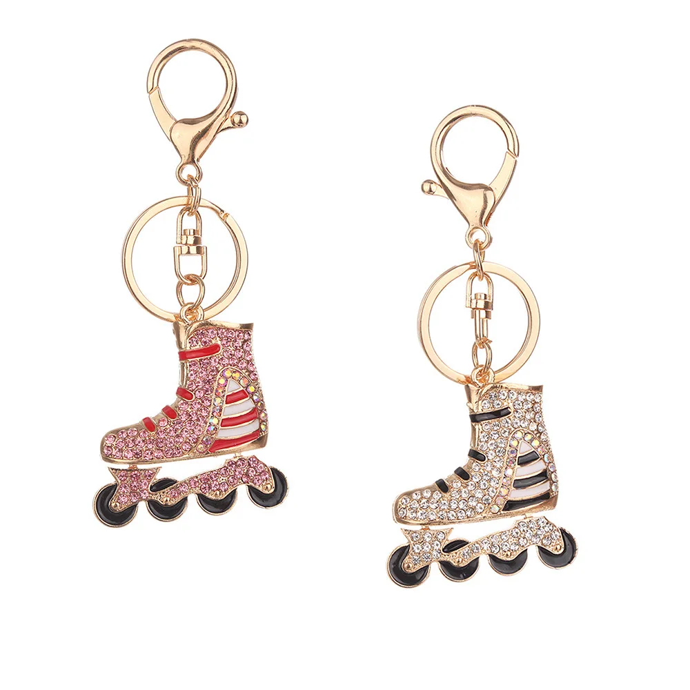 wholesale Rhinestone Roller ice Skate shoes Pendant Key Chain Hanging Ornament keyring Decoration jewelry