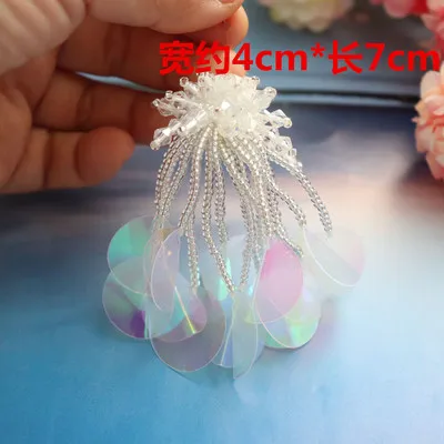 Модные ручной работы из бисера кисточкой патч кулон серьги аксессуары DIY декоративная одежда патч наклейки с отверстиями - Цвет: color  4