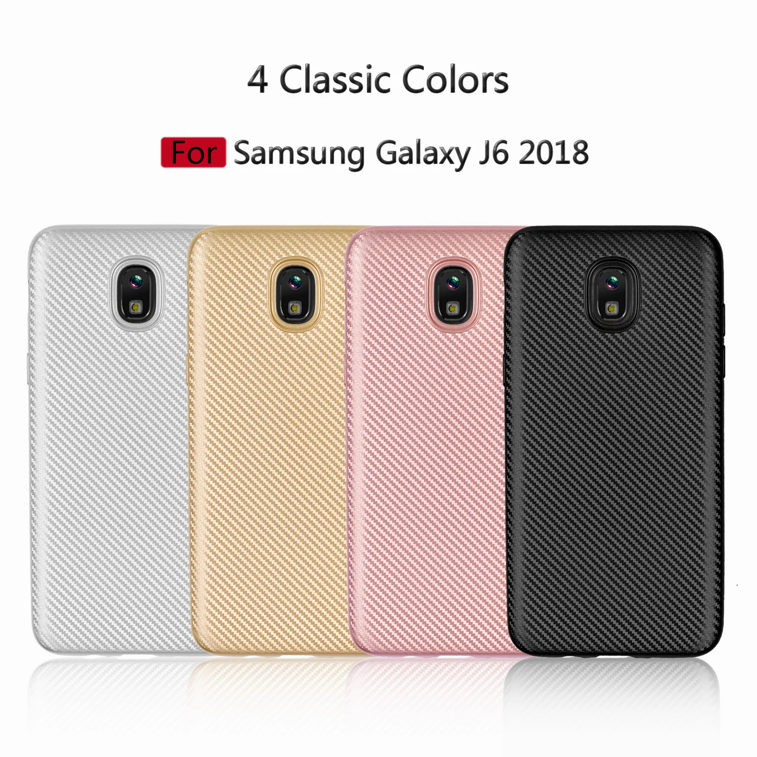 Классический чехол из углеродного волокна для Samsung Galaxy J6 термополиуретановая