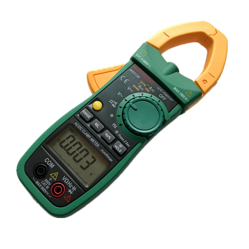 MASTECH MS2138 AC/DC Клещи Цифровой мультиметр 4000 отсчетов 1000А электрический ток тестер напряжения с высокой производительностью
