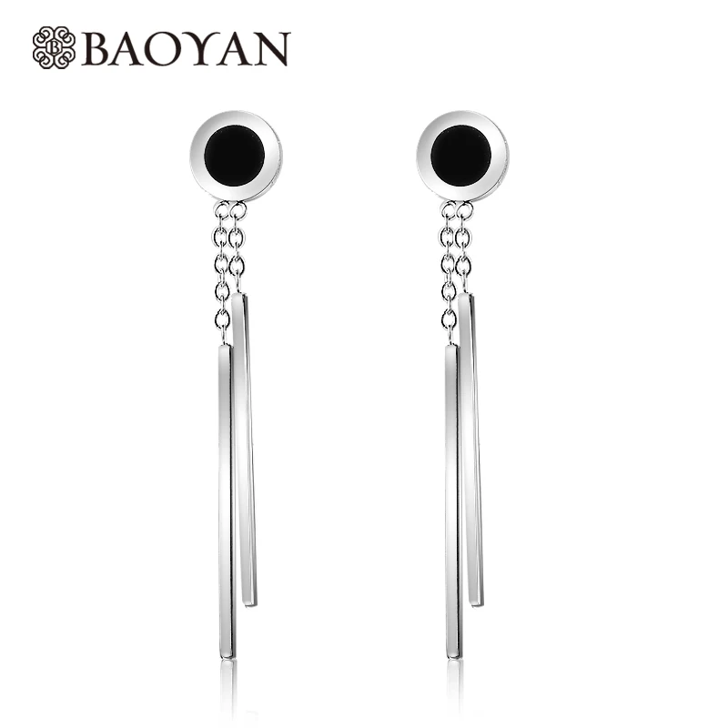 Baoyan 316L Нержавеющая сталь серебро Цвет геометрические кисточкой длинные висячие