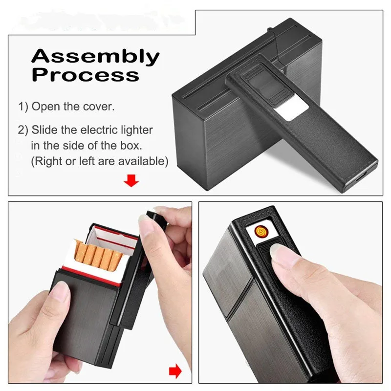 Usb Cigarette Case Electric Lighter Cigar Cover Windproof Rechargeable Flameless Box Plasma Gadget | Дом и сад