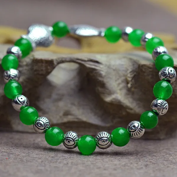 Зеленый хризопразовый браслет ювелирные изделия бусины 6 мм винтажный античный