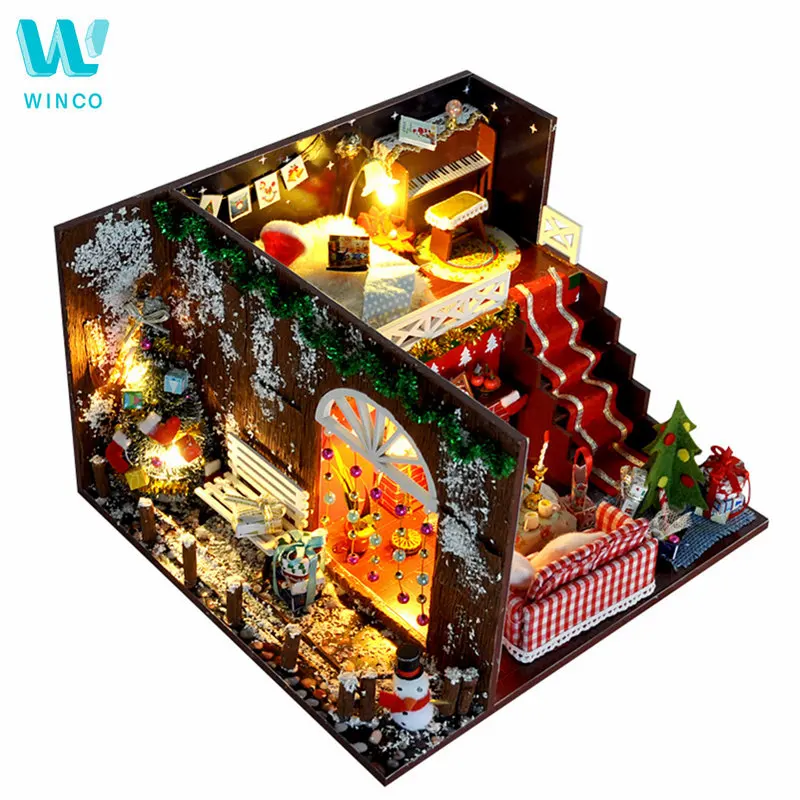 Миниатюрный кукольный домик WINCO сделай сам мебель рождественский карнавал