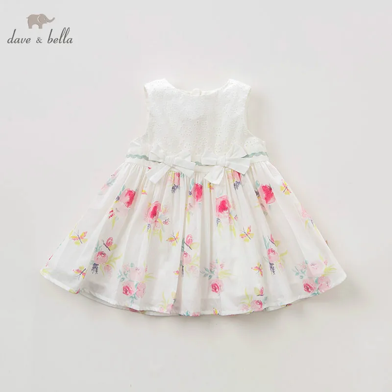 DBF9598 DAVE BELLA summer baby girl princess clothes children birthday party wedding dress with bows boutique floral dresses | Детская