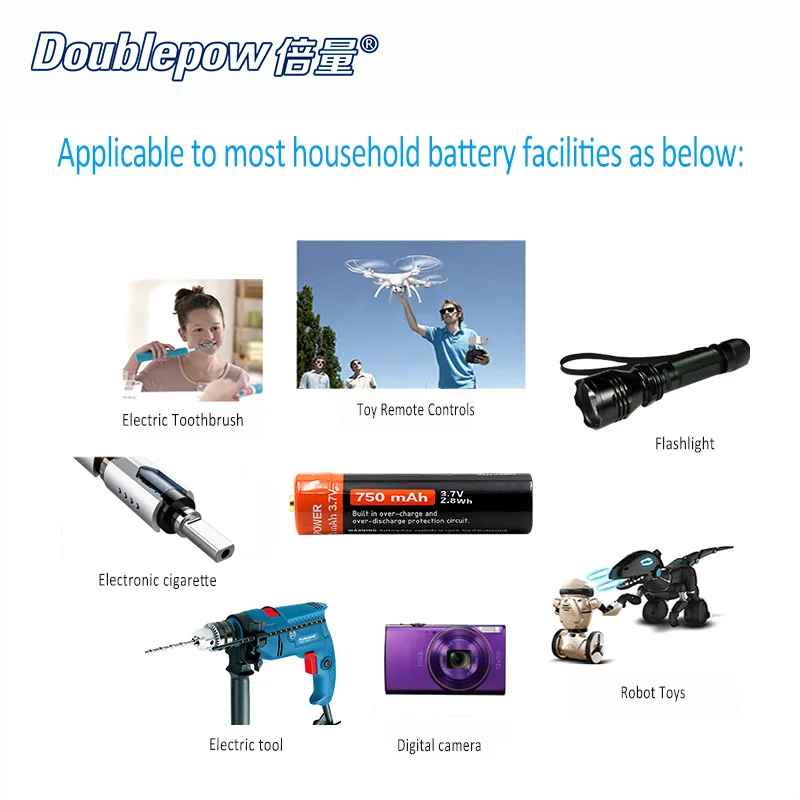 2 шт./лот Doublepow DP USB14500 750mAh 3 7 литий ионная аккумуляторная батарея реальная емкость