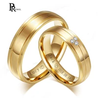 gold tone wedding bands rings for women men free engraving name date love stainless steel alliance promise dating gifts