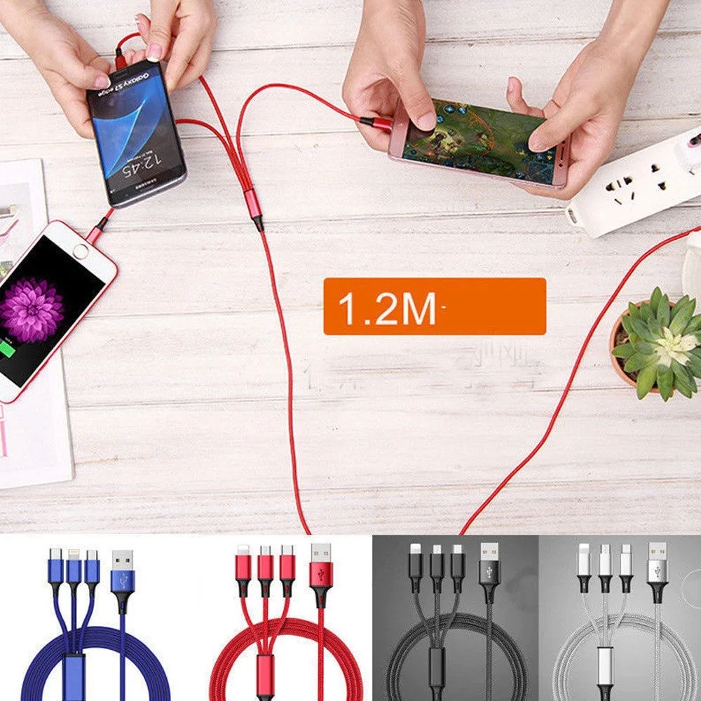 3 в 1 USB быстрая зарядка зарядное устройство кабель синхронизации данных шнур микро-usb порт IOS type C