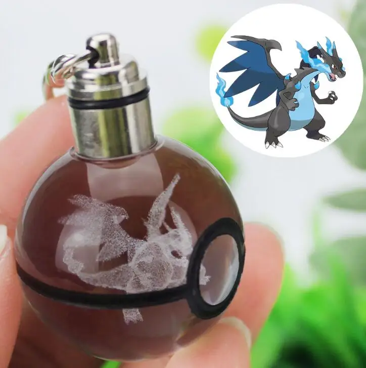 Mega Charizard Лидер продаж игрушка Мега чиризард Бэтмен 3D стекло с гравировкой шар лампа Покемон го светодиодный брелок красочный кулон детский подарок - Испускаемый цвет: Mega Charizard