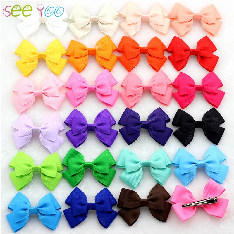 

24Pcs 3" Multi-overlap Grosgrain Ribbon Bows WITH/WITHOUT CLIPS Bebe Girls Boutique Bow hairclips Hair accessories Kids Hairpins