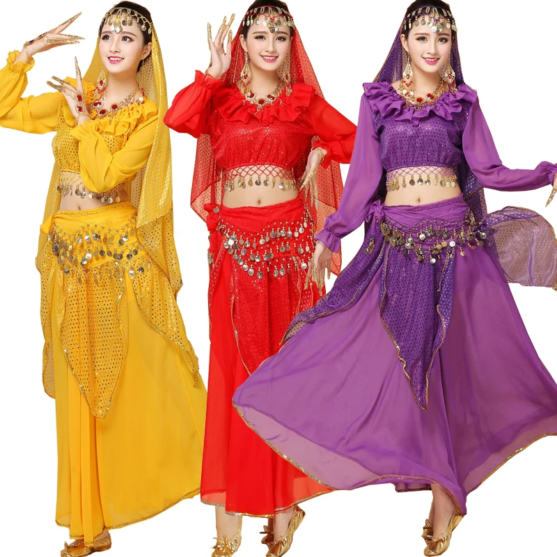 Женский индивечерние костюм для танца живота комплект из 3 предметов |