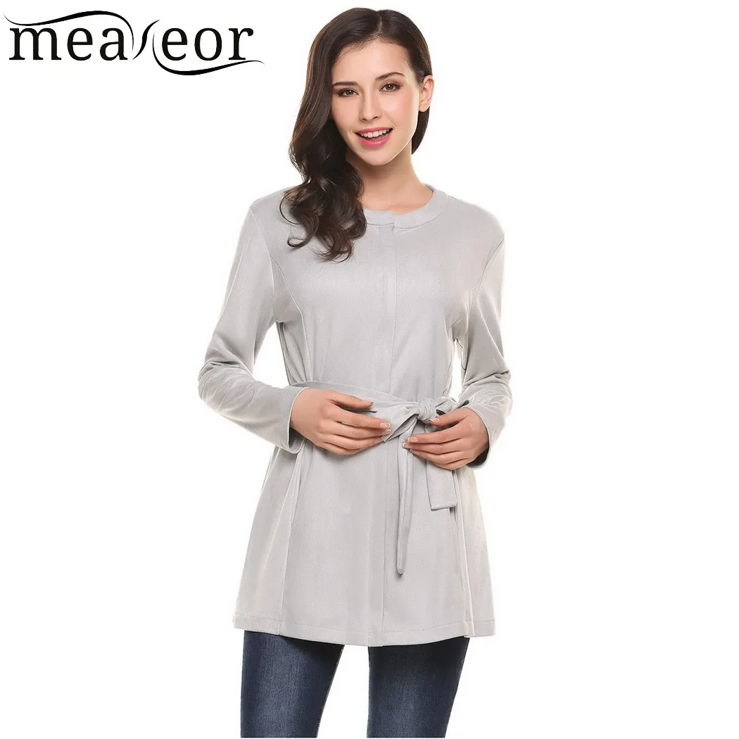 Meaneor/женская короткая куртка сезон весна осень однотонная Повседневная с круглым