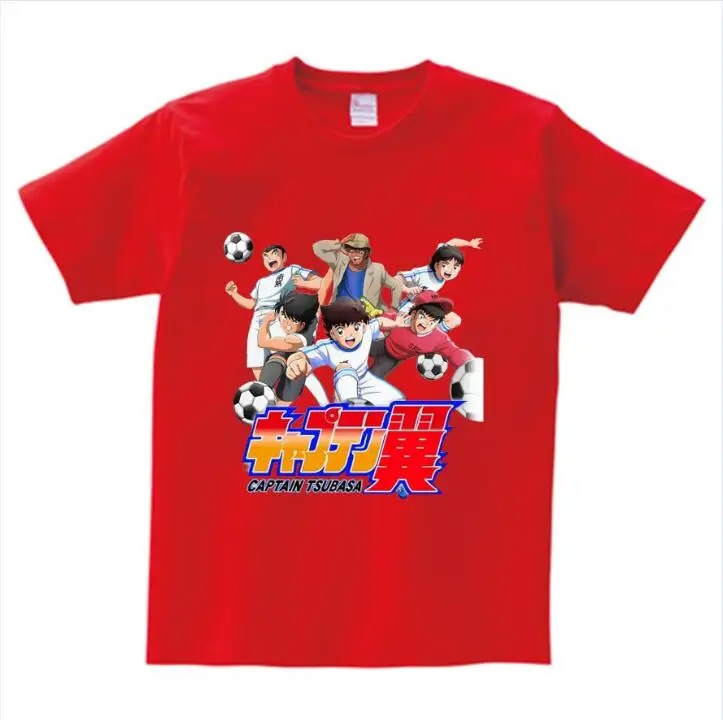 red childreT-shirt Футболка с аниме «Капитан Цубаса» Детская футболка с коротким рукавом для отдыха футболки для мальчиков и девочек От 3 до 8 лет NN - Цвет: red childreT-shirt