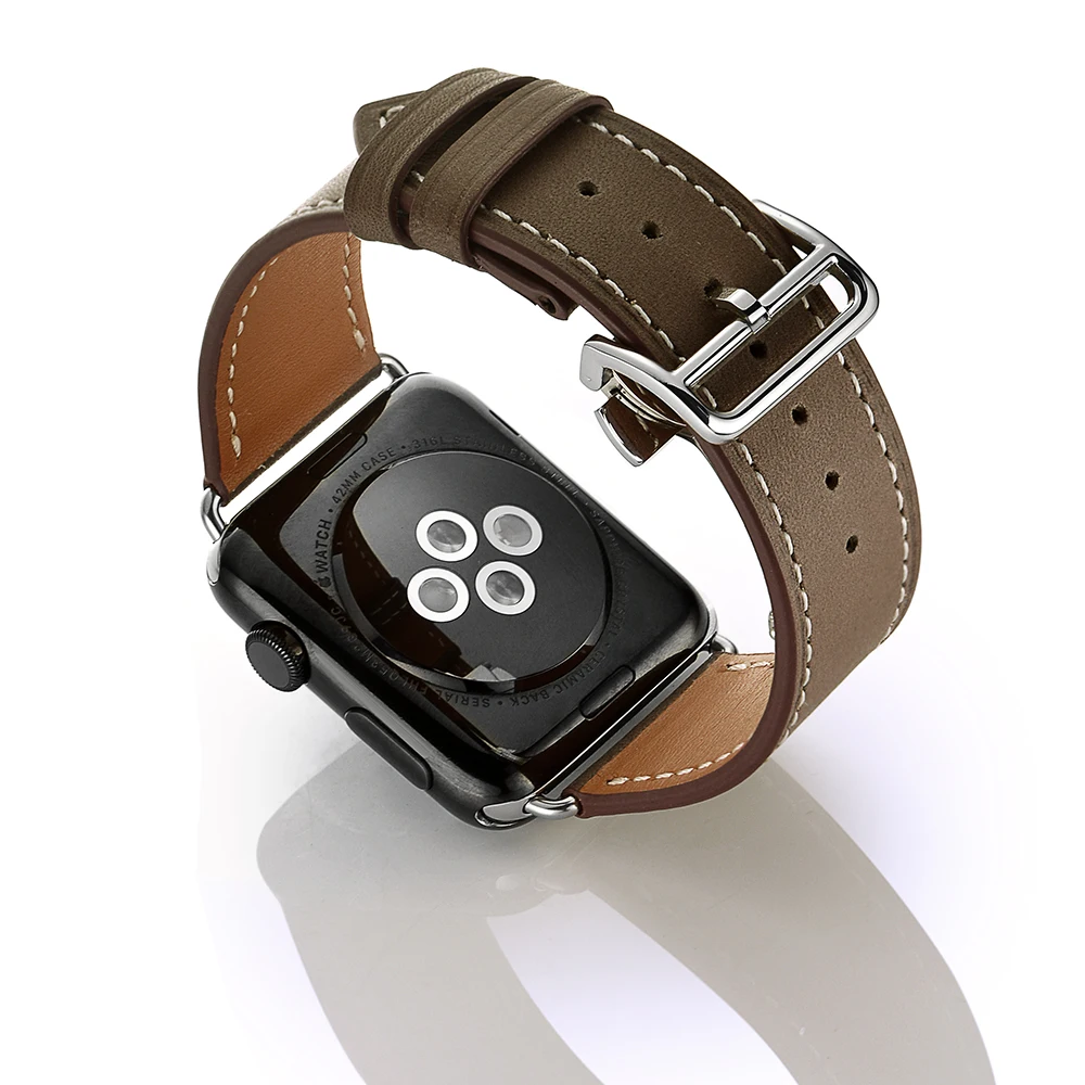 Кожаный ремешок для Apple Watch 42 мм серии 3 2 1 серый синий Высокое качество замена
