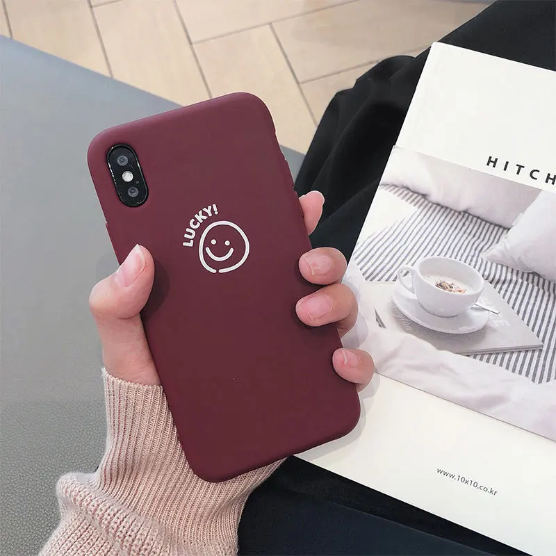 Простой Смайл Телефон чехол для iPhone 6 6s 7 8 Plus Модный пар XS Max XR X Милая силиконовая