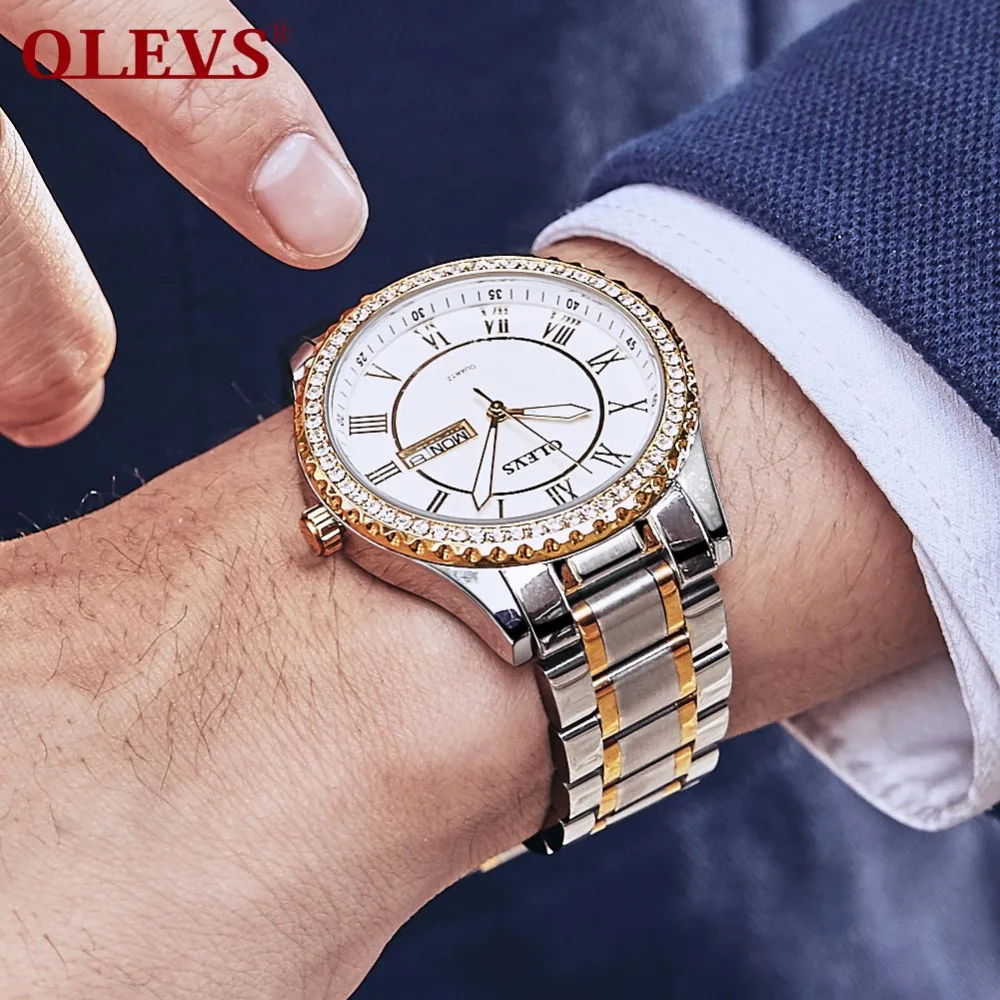 OLEVS Топ люксовый бренд 2019 мужские золотые часы элегантные популярные наручные