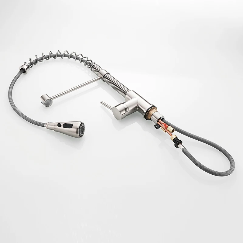 Смесители для кухни FLG в пружинном стиле из матового никеля Выдвижной латунный