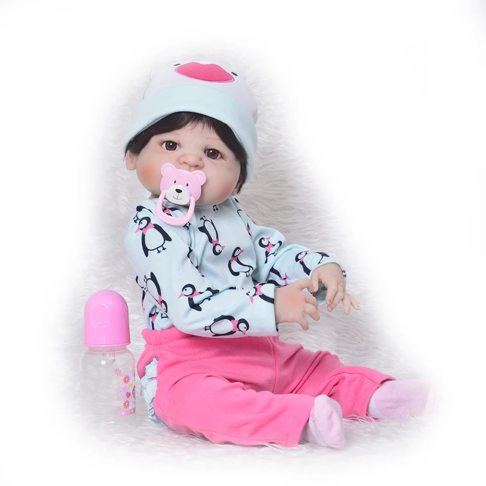 23 дюймов полный Силиконовый Reborn Girl Baby Doll игрушки Реалистичные Новорожденные