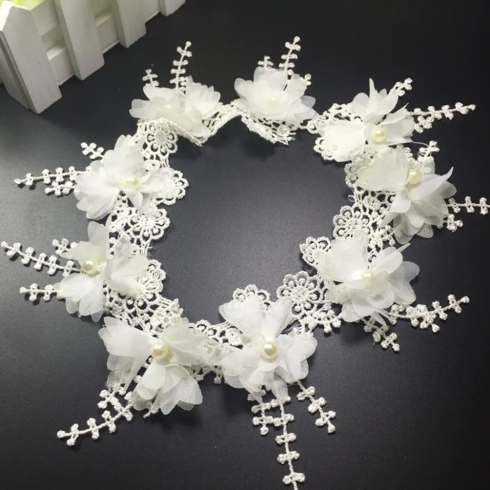 3D Цветочная вышивка кружевная отделка свадебная аппликация для невесты бусины
