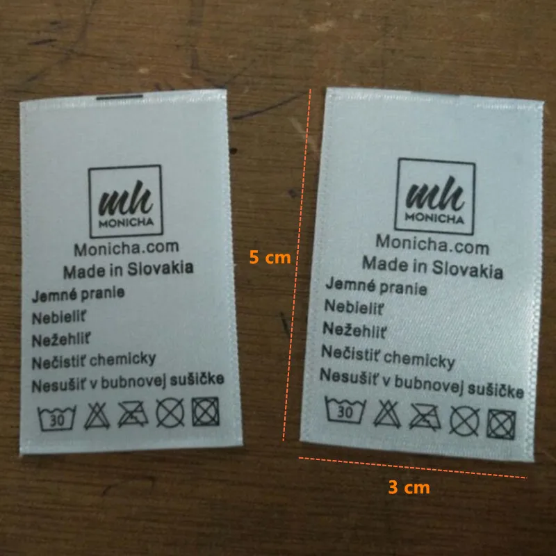 Этикетка для мытья одежды из мягкого атласа на заказ 1000 шт. 3*5 см белая этикетка