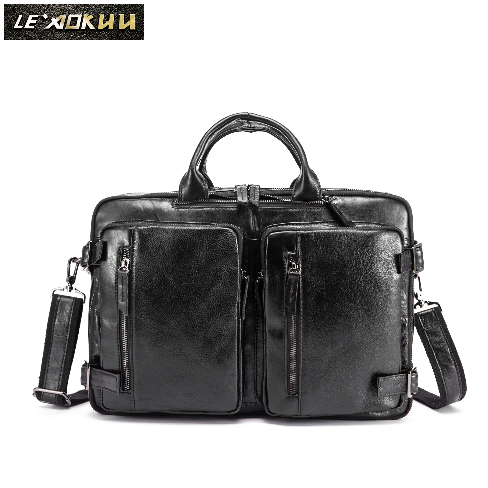 Натуральная кожа Для мужчин Дизайнерские Большие сумки деловой портфель 15 6