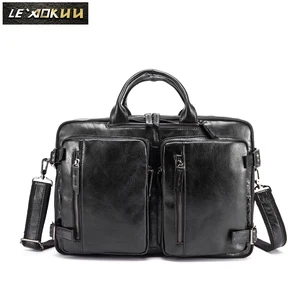 Натуральная кожа Для мужчин Дизайнерские Большие сумки деловой портфель 15,6 