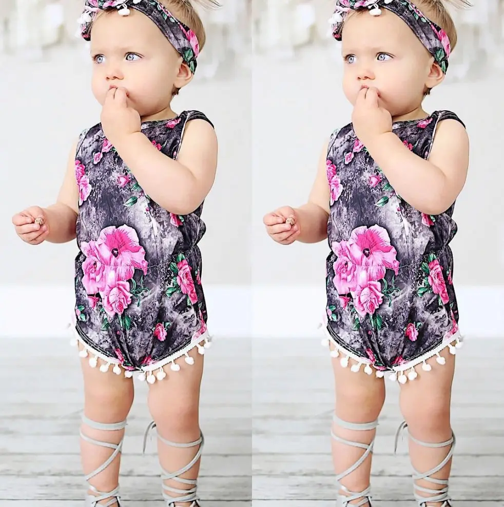 Emmababy Симпатичные для новорожденных девочек летние цветочные боди Детские