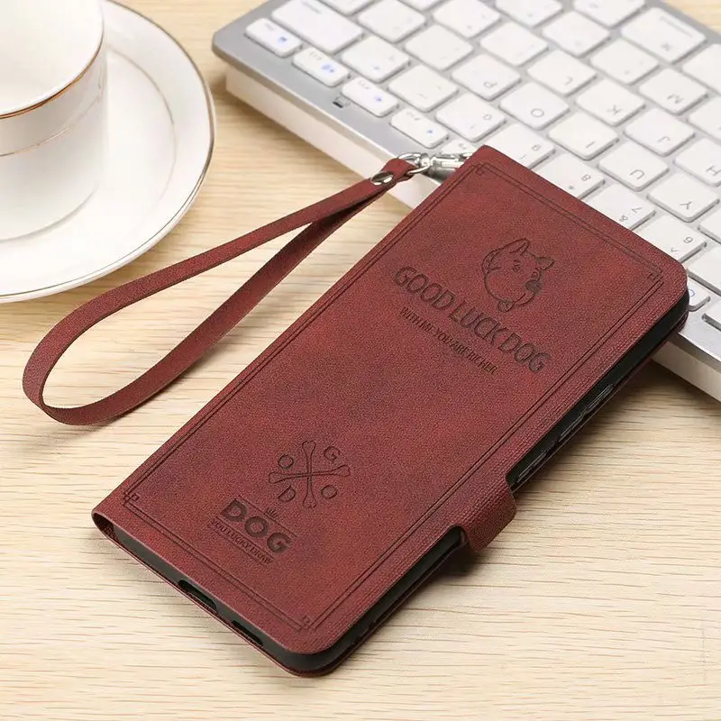 Brown Lucky Dog Чехол для Vivo Y93 y91 y83 y71 y85 y79 y75 y66 Z5X чехол Магнитный Винтаж чехол-портмоне из кожи с откидной Чехол y97 Y95 крышка Мягкий силиконовый чехол - Цвет: Brown Lucky Dog