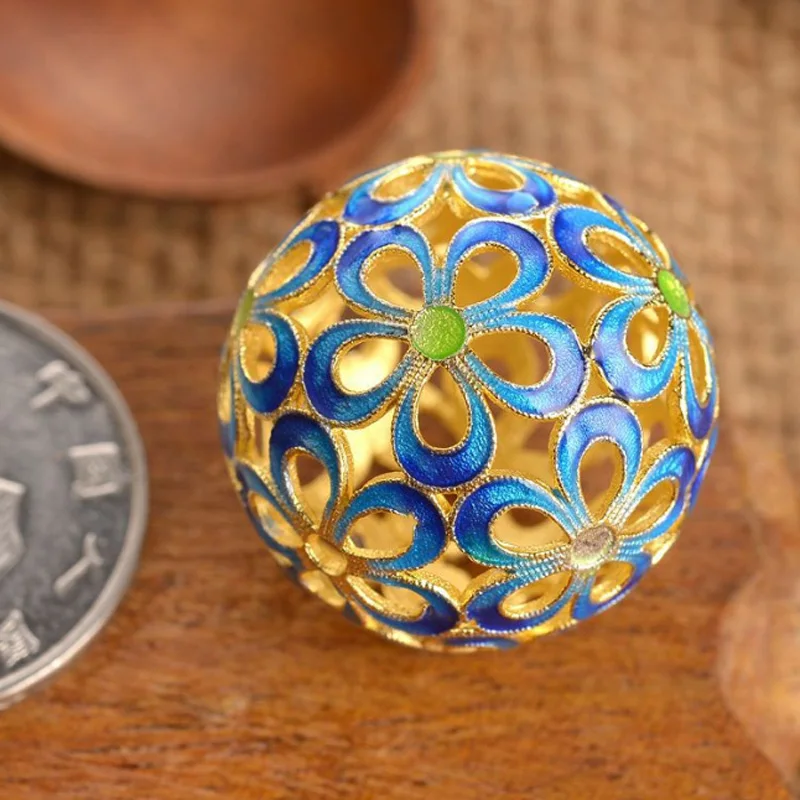 Cloisonne позолоченная эмаль выдалбливают Красочный цветочный узор разделитель соединителей Бисер для изготовления ювелирных изделий Аксессуары 24 мм 3 шт