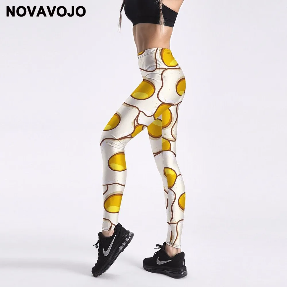 Novavojo заинтересованы яйцо-пашот 3D принт Для женщин Леггинсы для сжатия Kawaii плюс
