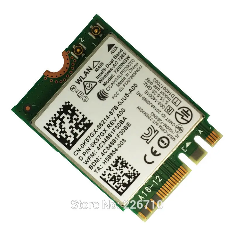 802.11ac 867m 2x2 Wifi Bluetooth BT4.0 2 4G/5G NGFF карта Двухдиапазонная Беспроводная-AC 7265 7265NGW модуль