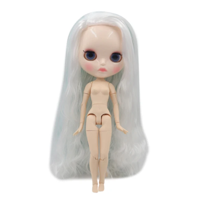 Ледяной обнаженный завод Blyth Кукла № BL6909/136 детские голубые микс белые волосы соединение тела белая кожа вырезает губы глянцевое лицо Neo BJD - Цвет: like the picture