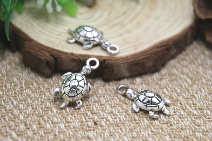 

20pcs--Turtle Charms, Antique Tibetan Silver Tone Sea Tortoise pendants/charms 12x24mm