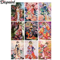 dispaint full squareround drill 5d diy diamond painting japanese kimono girl 3d embroidery cross stitch 5d home decor gift