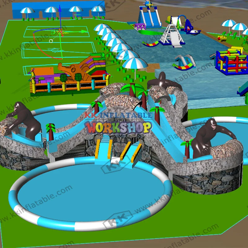 Koop Mobiele Droog Speeltuin Opblaasbare Water Park Project Gemaakt In China