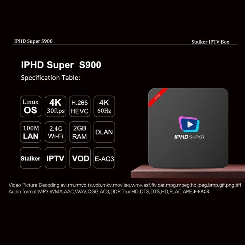 IPHD S900 IPTV BOX 2800 + прямые каналы/3000 VOD ОДИН ГОД бесплатное обслуживание включено