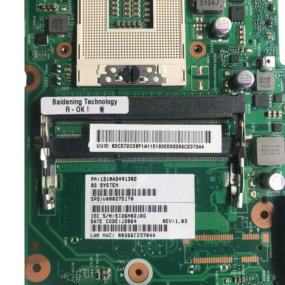 Отлично подходит для Toshiba L855 L850 материнская плата ноутбука DRR3 V000275170