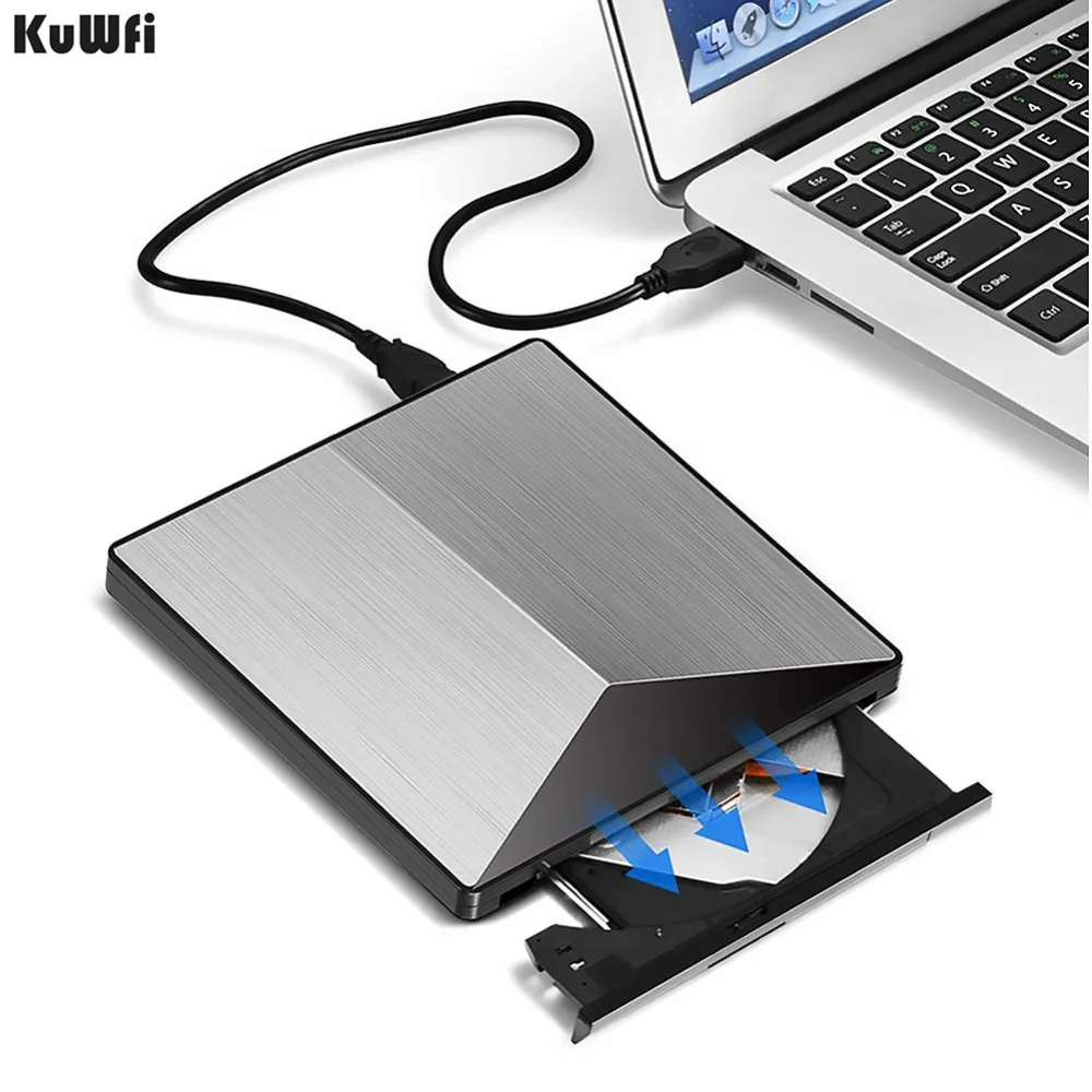 Тонкий легкий алюминиевый сплав USB3.0 Внешний DVD видеорегистратор привод для
