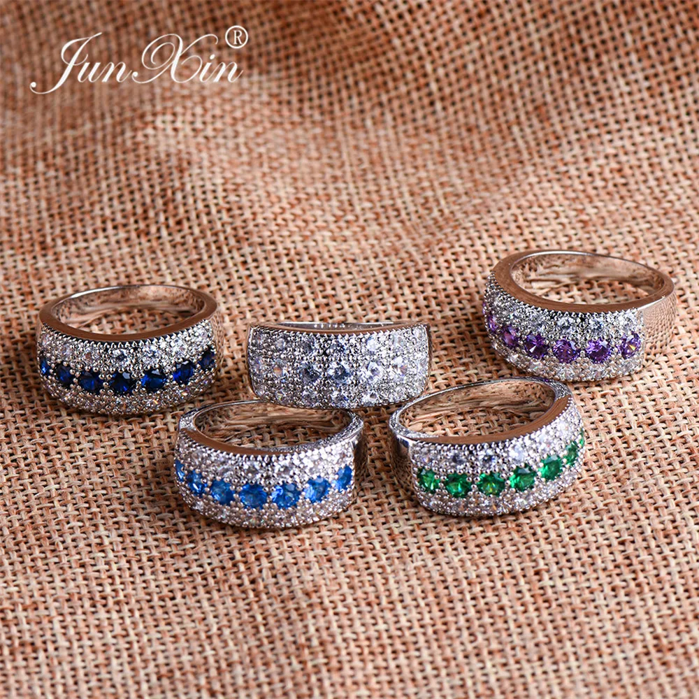 Женское кольцо на палец JUNXIN белое и фиолетовое серебряного цвета 2018|finger ring|anniversary