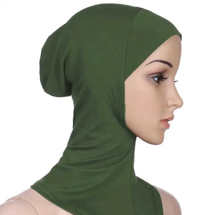 army green Multicolor Full Cover Soft Modal Muslim Hijab Shawls Swimming Cap Women's Swimming Suit Islamic Underscarf Bikinis Beachwear Cap - Цвет: army green