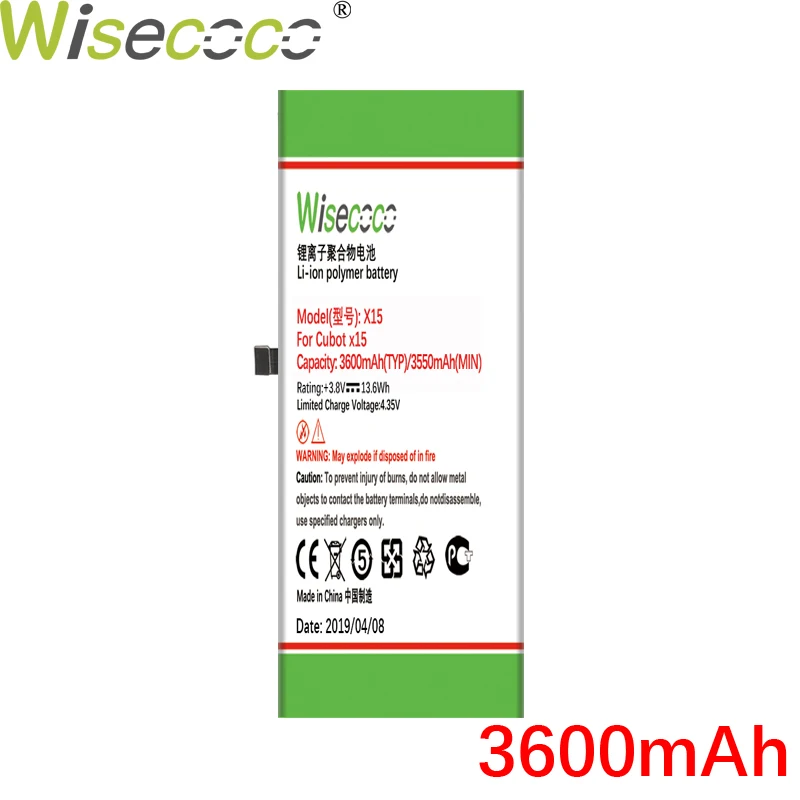 Wisecoco X15 3600 мАч мощный аккумулятор для телефона Cubot X15 X 15 Замена батареи+ номер отслеживания