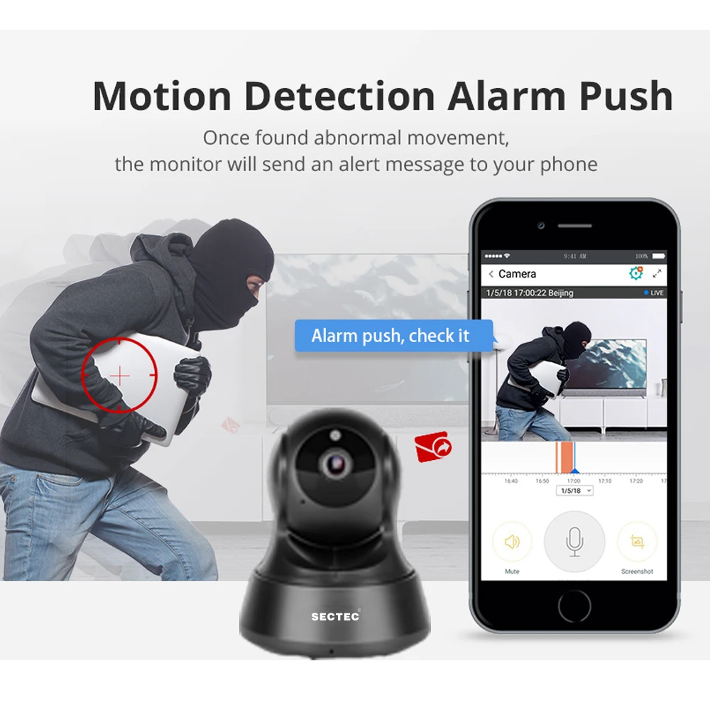 SECTEC 1080 P облачного хранилища автоматическое слежение за P2P Беспроводной Wi-Fi