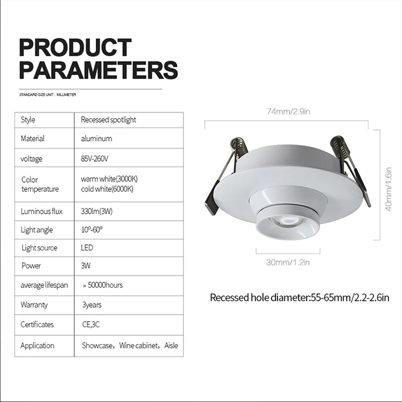 Eusolis focos led techo Modern Living Light Faretti Da Incasso Foco Techo Recessed Led Adjustable Ceiling Spot faretto | Лампы и